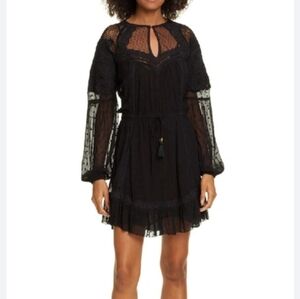 Love Sam Papillon Floral Embroidered Lace Mini Dress Black